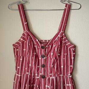 Anthropologie - red a-line, midi dress with white stripes - Women’s Size 4
